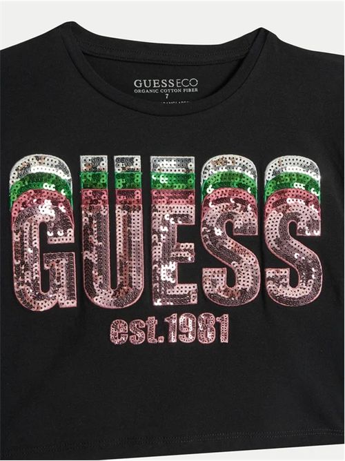 t-shirt bambina nera GUESS | J5RI10K8HM4/JBLK